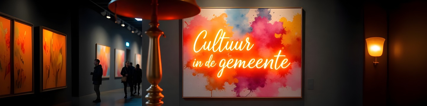 Een schilderij in een museum met de tekst 'cultuur in de gemeente'