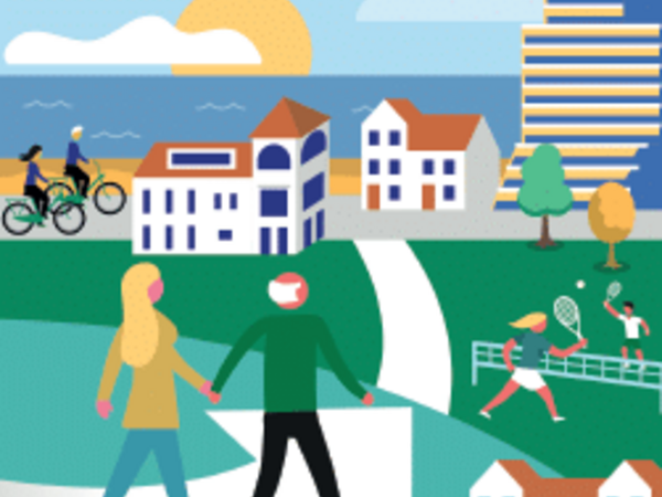 hardloper met emoticons boven het hoofd