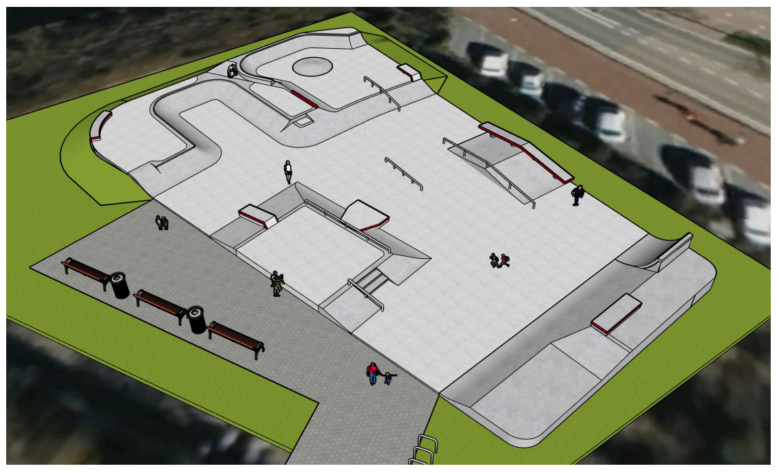 nieuw ontwerp van het skatepark in Noordwijk