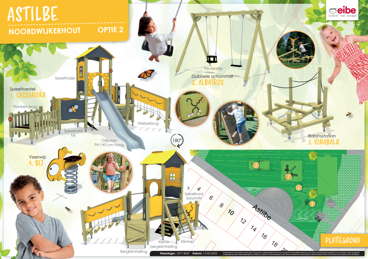 Ontwerp 2 met bijen klimrek en dubbele schommel